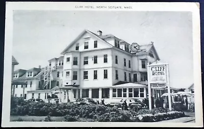 B&W View Of Cliff Hotel Rooftop Clock North Scituate Mass. • $4