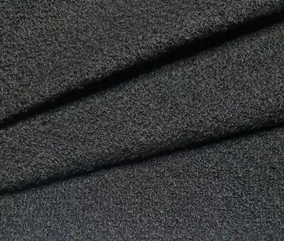 £9.99 • Buy Boucle Coat Fabric Wool Acrylic Blend Black Colour 55  Wide Sold By Metre