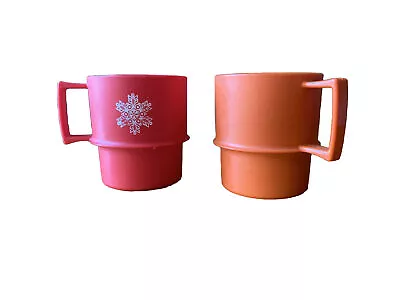 Vintage Tupperware Mugs Cups #1312 Lot Of  2 Coffee Stackable Holiday Harvest • $10