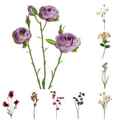 £4.95 • Buy Artificial Silk Flowers Single Stem Bouquet Floral Arrangements Memorial