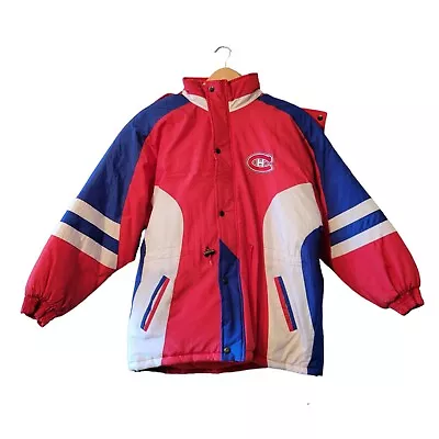 Montreal Canadiens Embroidery Nylon Puffer Hoodie Jacket Size Large. • $90.40