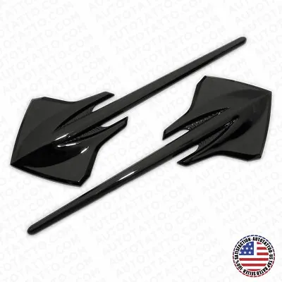 2x Corvette C7 Gloss Black Fender Stingray Mako Shark Logo Badge Emblem Sport • $14.99