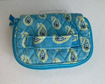 Vera Bradley Retired Pattern Bermuda Blue Paisley Print Quilted Jewelry Case • $14.96