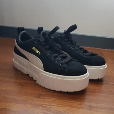 $90 • Buy Puma Suade Platform Mayze Sneakers Black And White