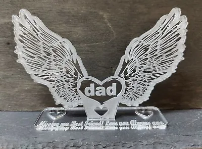 In Loving Memory Gifts Angel Wings Plaque Remembrance  - Dad Mum Family Grave • £6.95