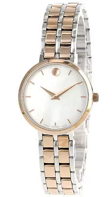 Movado $995 Women's Kora Two-tone/rose Gold M-o-pearl Dial Swiss Watch 0607324 • $395.12