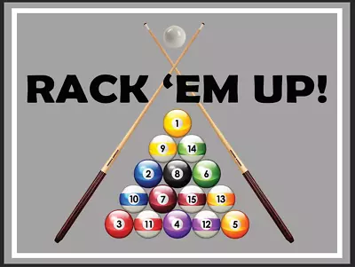 Rack Them Up Rack Em Up Sign Family Billiard Club Room Bar Pool Snooker Pub Wall • £9.99