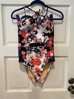 MODCLOTH One Piece Swimsuit Floral Bathing Suit Womens Medium Convertible Padded • $24.98