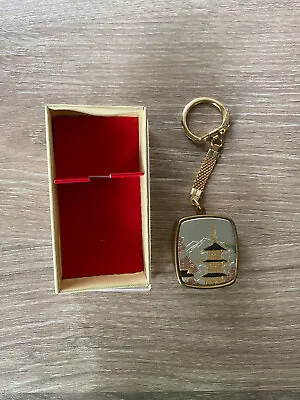 Vintage Sankyo Brass Music Box Key Chain With Original Box Pagoda Style • $64.99