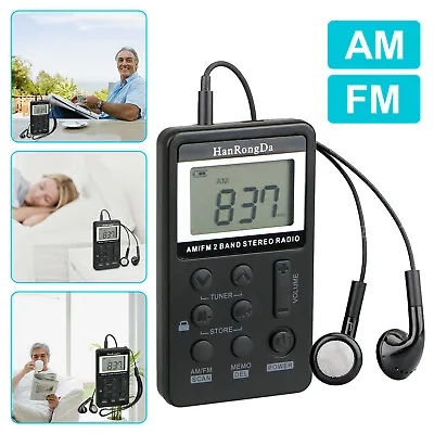 Mini Pocket FM/AM Radio Digital Rechargeable Walkman Sporting Jogging Radio A6P3 • $12.99