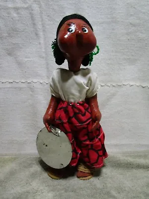 Vintage Mexican Hand Painted Oil Cloth Folklore 10” Doll • $25