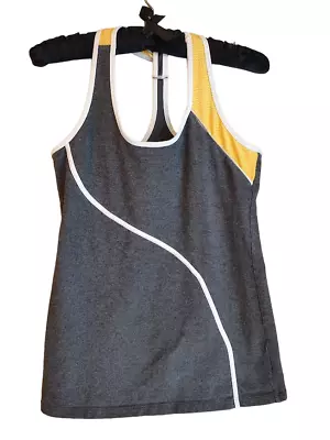 Women's Marika Sport T-Back Coolmax Jogger Top Grey Yellow White Size Med • $13.48