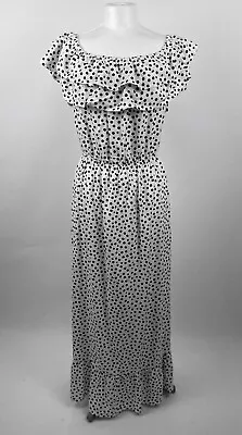 LTS Long Tall Sally White & Black Polka Dot Tiered Maxi Dress Size 16 BNWT • £14