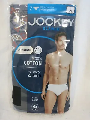 2 Pair Men's Jockey LARGE (36-38 ) 100% Cotton Poco Briefs Elance No Fly Or Tag • $16.82