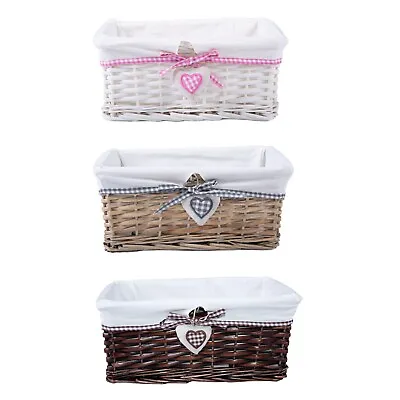 Natural Wicker Storage Gift Hamper Shelf Basket With Lining Gift Hampers Storage • £12.99