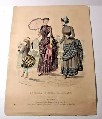 Antique French Hand Colored LA MODE ELEGANTE ILLUSTRADA Fashion Print (1767) • $18