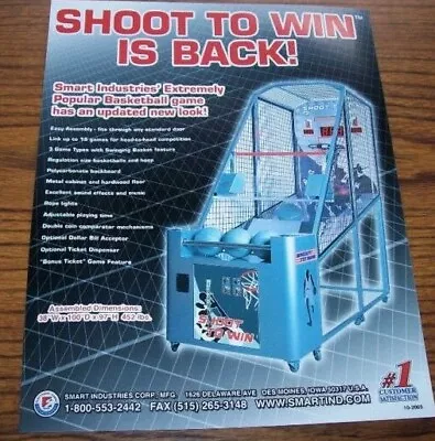 Shoot To Win Basketball Arcade FLYER Original Vintage Promo Art Paper 2005 • $23.80