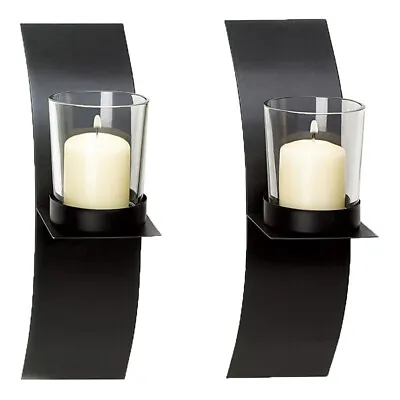 2x Iron Wall Sconce Glass Cup Candle Tea Holder Wall Hanging Wedding Home Decor • £9.95