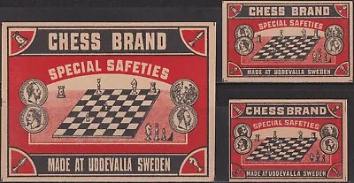 Old Matchbox Labels Sweden Chess Brand PACKET & BOX SIZE • $3.79