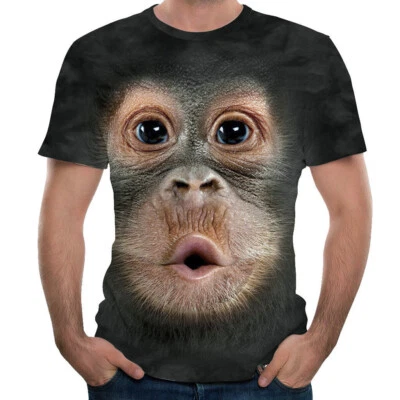 £12.99 • Buy Summer 3D Monkey Gorilla Animal Print T-shirt Short Sleeve Tank Tops Funny Tops