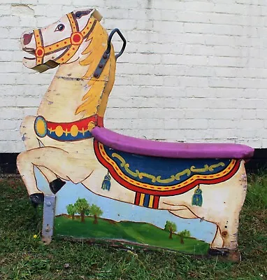 Vintage Fairground Carousel Horse Ride Childs Antique Wooden Decor Mancave Circu • £375