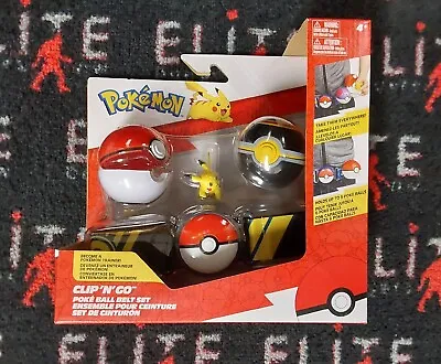 $24.99 • Buy New HTF Pokemon Clip N Go Poke Ball Belt Set Pikachu, 2-Poke Balls, Belt