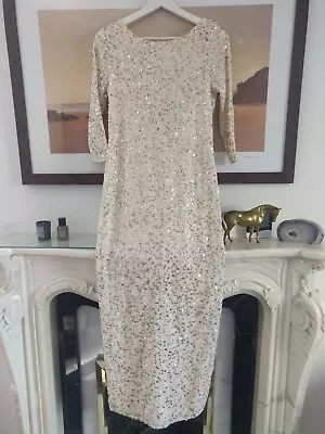 Maya Deluxe  Bridesmaid Dress Size 10 Sequins Open Back • £26