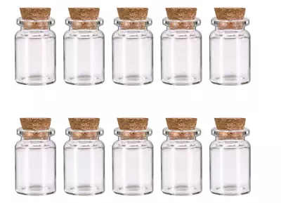 10 Pcs Small Glass Bottles With Cork Lids Mini Glass Bottles With Stoppers Jars • £7.47