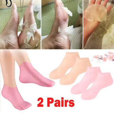 2 Pair Full Length Silicone Gel Moisturizing Socks Foot Care Protector Free Ship • $8.99