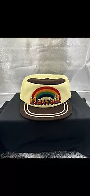 RARE Vintage Hawaii Rainbow 1980’s Brown Yellow  Snapback Trucker Mesh Hat • $59.99