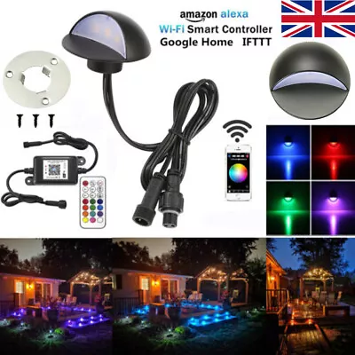 50mm WIFI HALF MOON RGB COLOUR CHANGING DECKING PLINTH FENCE LIGHTING KIT GARDEN • £68.39