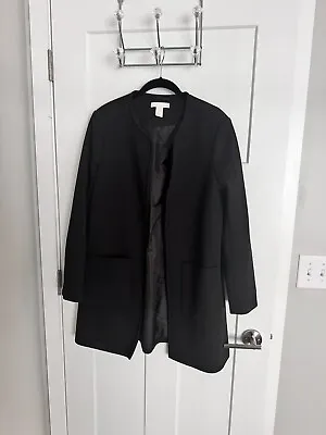 H&M Black Textured Dress Coat Size 14. • $8