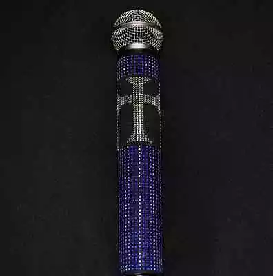 #2 Cross Sleeve Bling Wireless Microphone Sleeve Blue & Crystal By Blingcons • $100