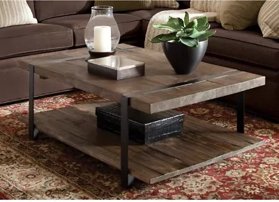 Reclaimed Wood Coffee Table W/Storage Shelf ~ Rustic Farmhouse Industrial Sturdy • $369.60