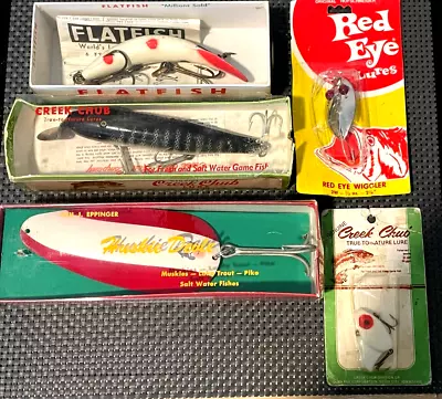 Vintage Fishing Lures In Boxes Creek Chub Flatfish Eppinger Red Eye • $4.25