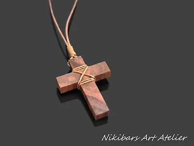 Wooden Cross Necklace Boho Wood Cross Bohemian Wood Cross Wood Art Man Cross • $24.99