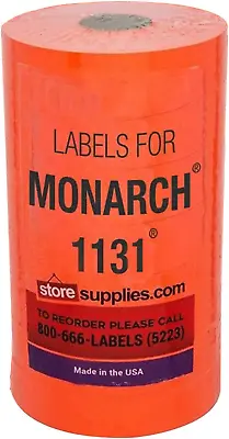 Fluorescent Red Pricing Labels To Fit Monarch 1131 Pricers. 8 Rolls With 1 Free  • $27.64