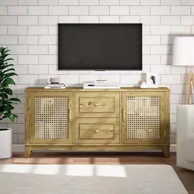 FESTIVO TV Stand 60  Up To 65  Wood With 2-Drawers And 2-Shelves Golden Oak • $231.71