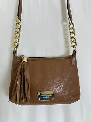 Michael Kors Small Crossbody Weston Leather Tassel Chain Tan Cognac Gold • $29.90