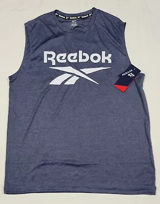 Reebok Mens Tank Athletic  Muscle Gladiador  Logo Top Light   Heather Blue • $24.99