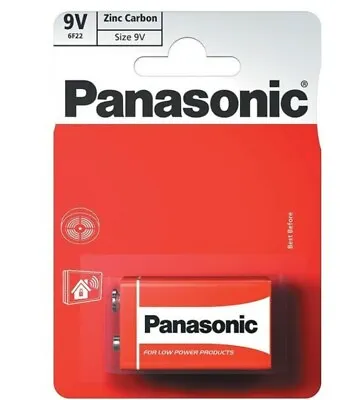 Panasonic 9V Square Block Zinc-Carbon Battery 6F22 Smoke Alarm Longest Expiry • £2.95