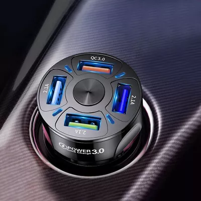 $7.87 • Buy 4 Ports Phone Car Charger Adapter LED Display QC 3.0 Fast Charging Accessories