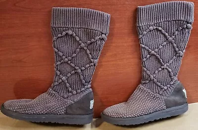 Ugg Classic Argyle Knit Boots Womens 7 S/N 5879 Camel/Khaki • $30