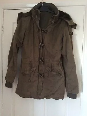 Ladies Khaki 3/4 Length Parka Style Jacket Bay Size 8  • $6.95