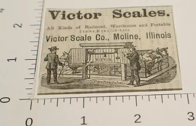 1870's Victorian Print Ad Victor Scales Co. Portable Railroad  Moline Illinois • $13.88