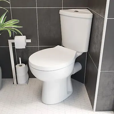 £144.97 • Buy Close Coupled Bathroom Corner Toilet Space Saving WC Pan Soft Close Seat Cistern