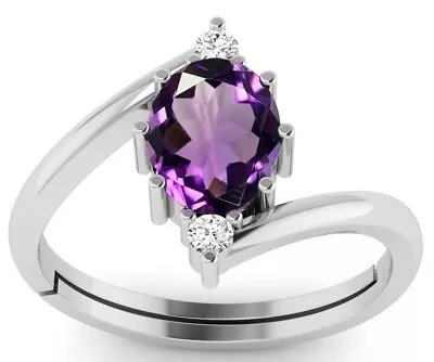 3.25 Ratti Amethyst Stone Silver Plated Adjustable Ring Gemstone Women And Men • $43