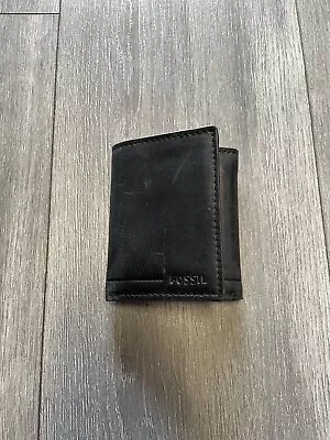 Vintage Fossil Genuine Leather Men's Trifold Wallet Black Classic Ultra Soft • $15