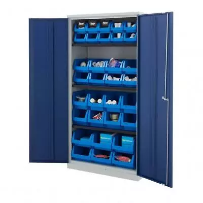 £657.99 • Buy BiGDUG Bisley Cupboards Workplace Double Door Storage With Parts Bins Lockable