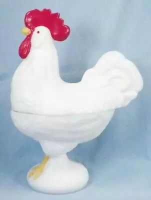 Westmoreland Rooster On Nest White Milk Glass Covered Animal Dish #2 As Is • $74.99